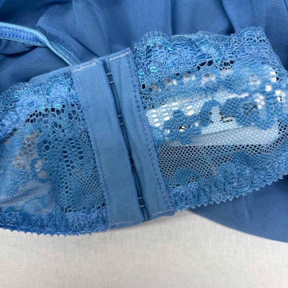 Coquette Sky Blue Underwire Babydoll with Matching Thong - Picture 5 of 6